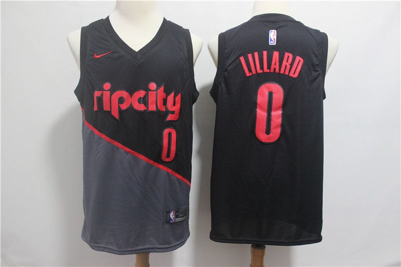 Men Portland Trail Blazers 0 Lillard Black City Edition Game Nike NBA Jerseys
